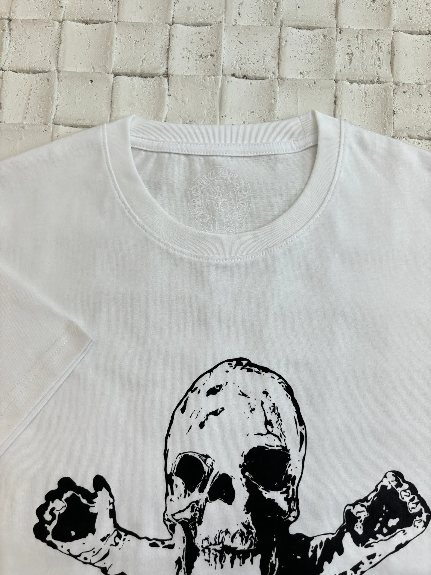 🅿️270 Come Hearts*/Cro Heart 25Ss new FOTI skull printed short-sleeved T-shirt. The fabric is made of 26-woven 200g cotton. The printing is made of black ink. Water slurry printing. Customized supporting accessories. Size: S/M/L